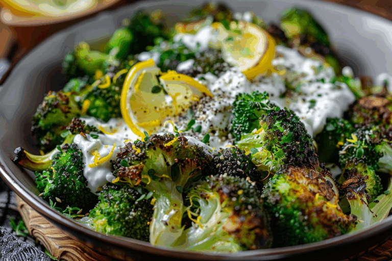 Greek Roasted Broccoli with Lemon Yogurt