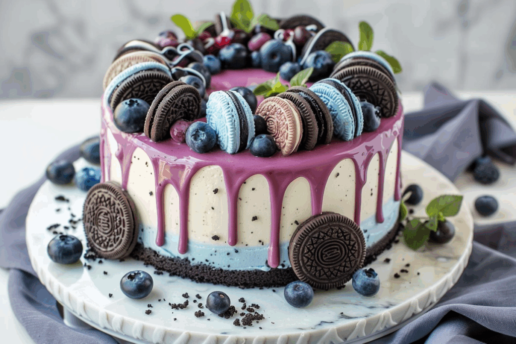 Blueberry & Oreo Drip Cake Recipe