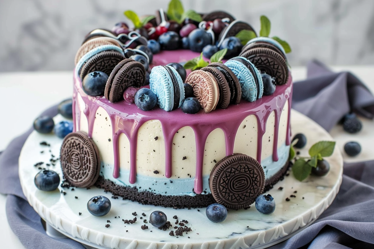 Blueberry & Oreo Drip Cake Recipe