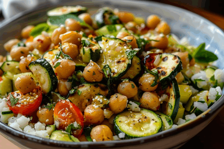 Roasted Zucchini & Chickpea Salad with Lemon Vinaigrette