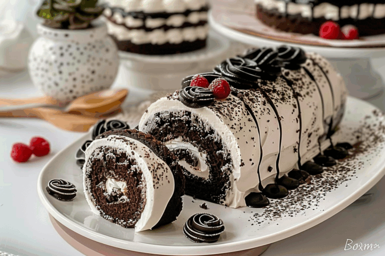 Cookies and Cream Swiss Roll Cake
