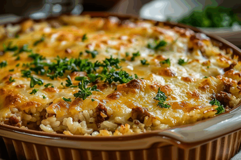 Cheesy Beefy Rice Bake