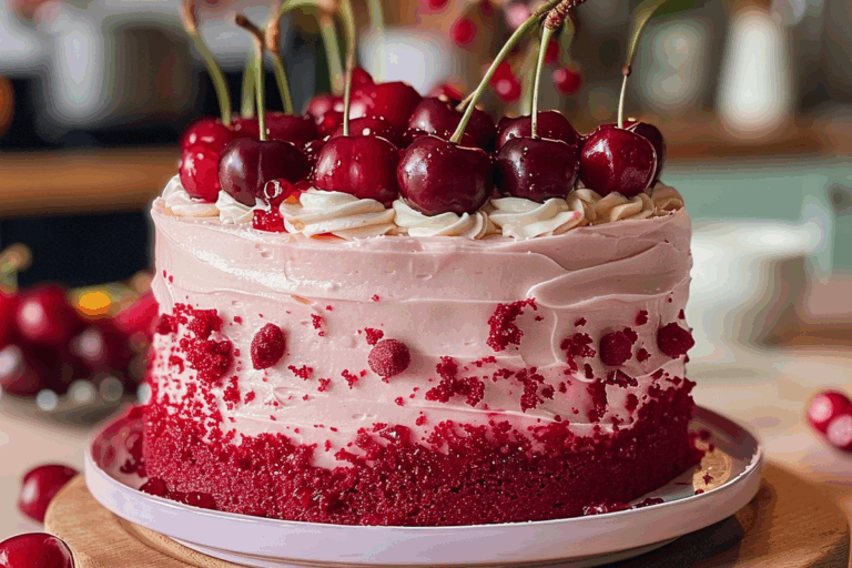 Cherry Cake with Cherry Cream Cheese Frosting