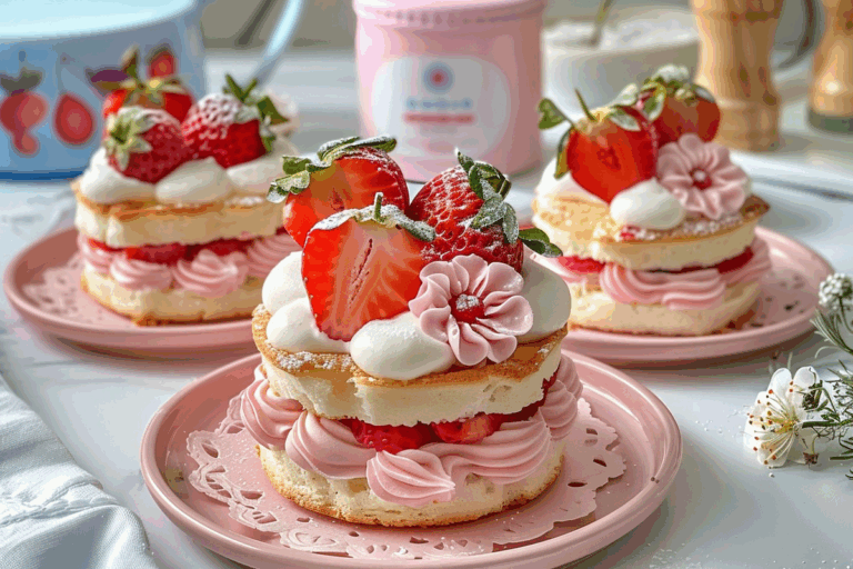 Mini Strawberry Cream Flower Cakes