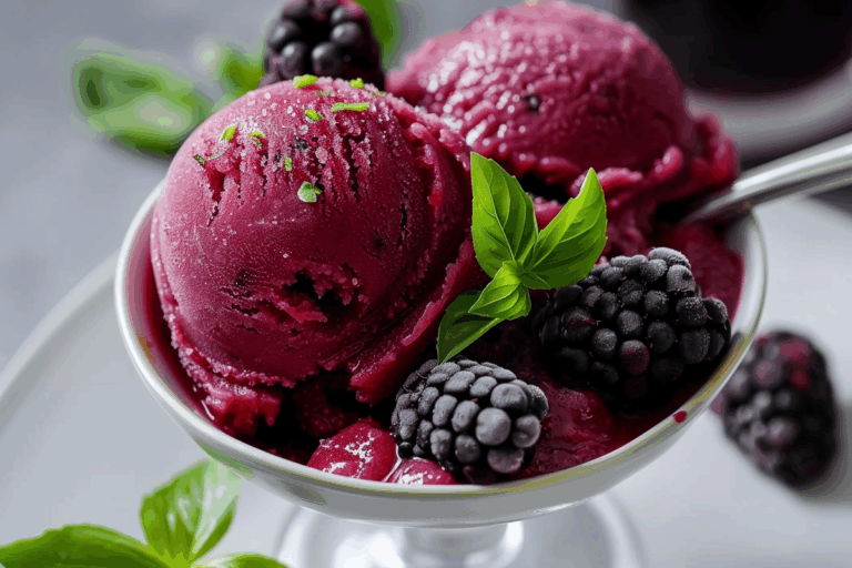 Basil & Blackberry Gin-Tonic Sorbet Scoop