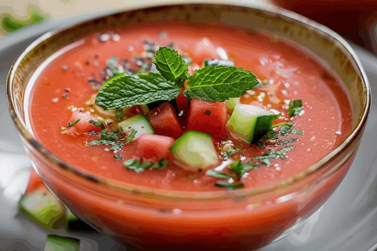 Chilled Watermelon-Cucumber Gazpacho with Mint