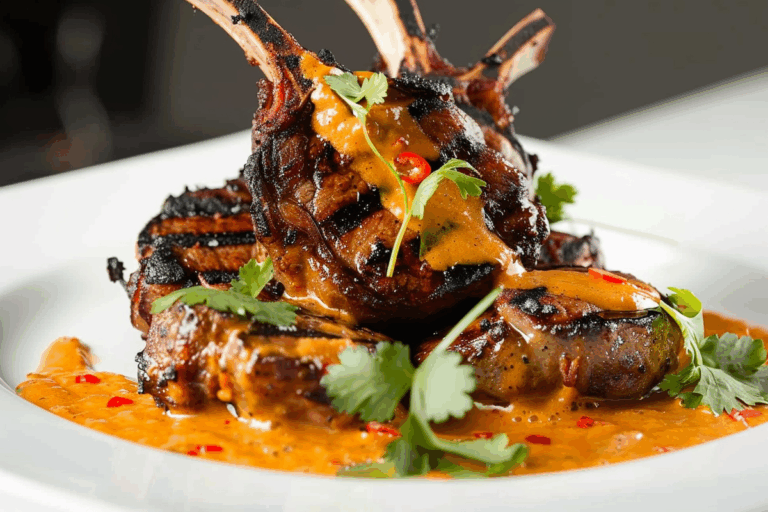 Grilled Lamb Chops with Durban Curry-Coconut Cream