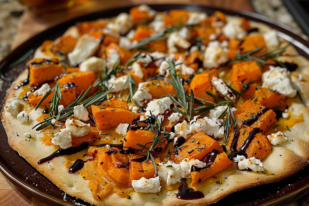 Sweet Potato Goat Cheese & Rosemary Flatbread