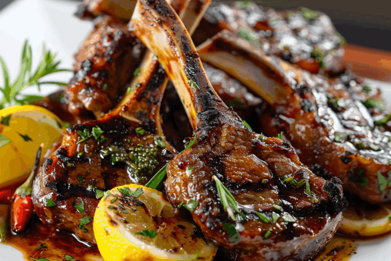 Grilled Lamb Chops with Lemon Myrtle-Peri Peri Glaze