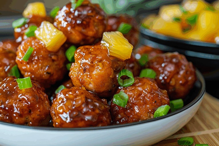 Pineapple Glazed Chicken Meatballs