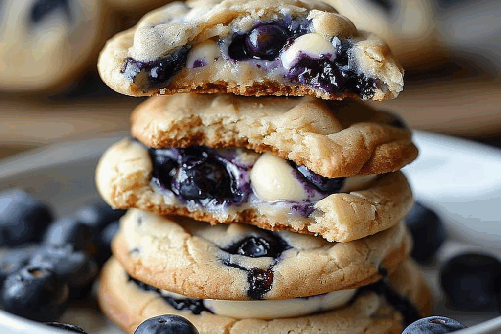 White Chocolate Blueberry Stuffed Cookies