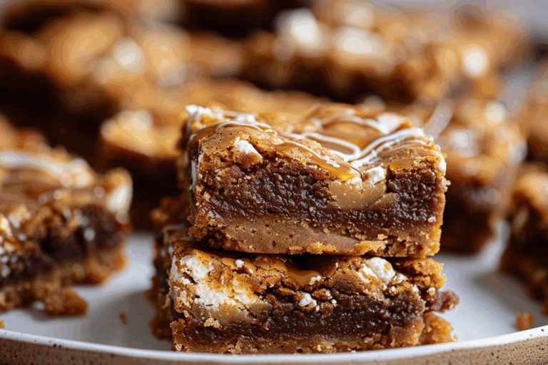 Brown Butter & Feta Blondies with Salted Caramel Swirl