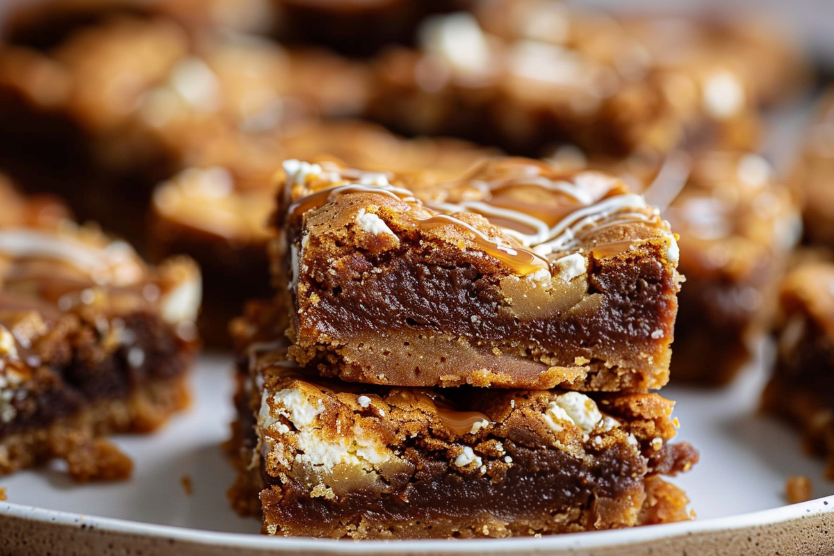 Brown Butter & Feta Blondies with Salted Caramel Swirl