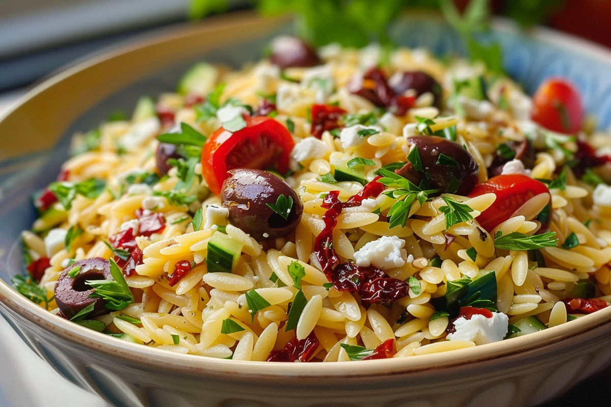 Mediterranean Orzo with Feta Olives & Sun-Dried Tomatoes