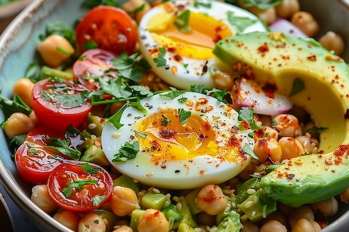 Chickpea Egg Avocado Bowl