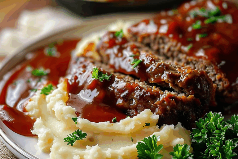 Homestyle Classic Comfort Meatloaf with Buttermilk Mashed Potatoes