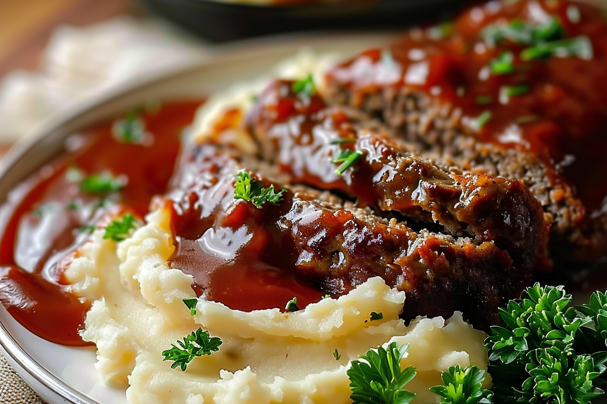 Homestyle Classic Comfort Meatloaf with Buttermilk Mashed Potatoes