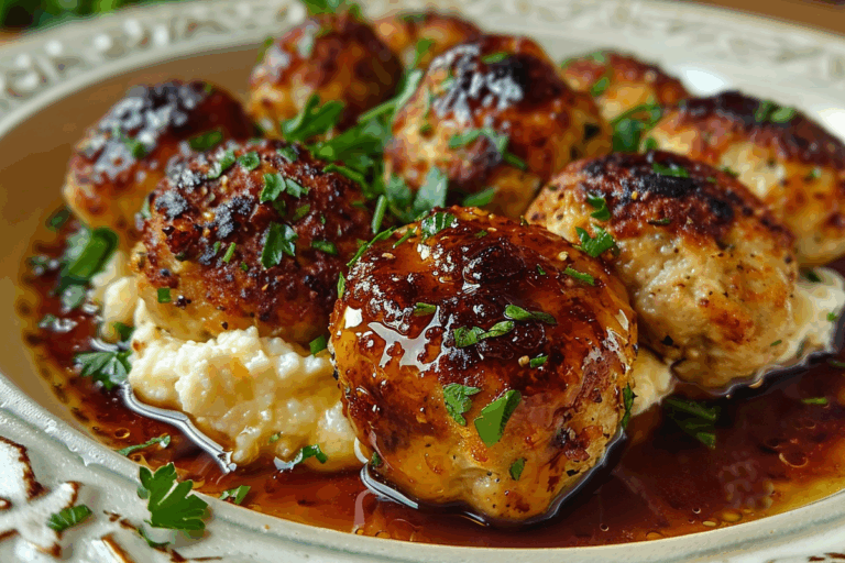 Chicken & Ricotta Meatballs with Caramelized Onion Jam