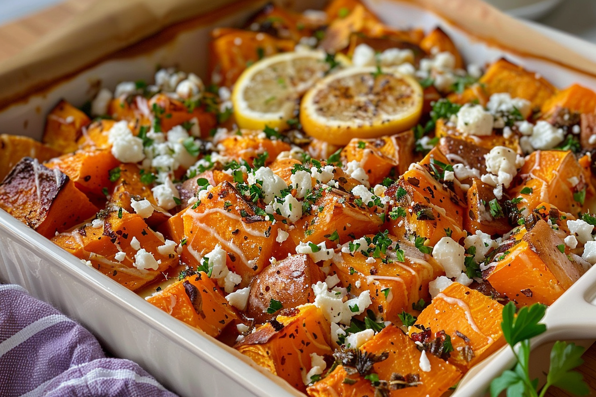 Sweet Potato & Feta Bake with Lemon Drizzle