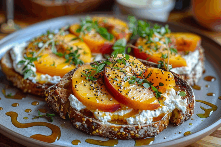 Honey Peach Ricotta Toast