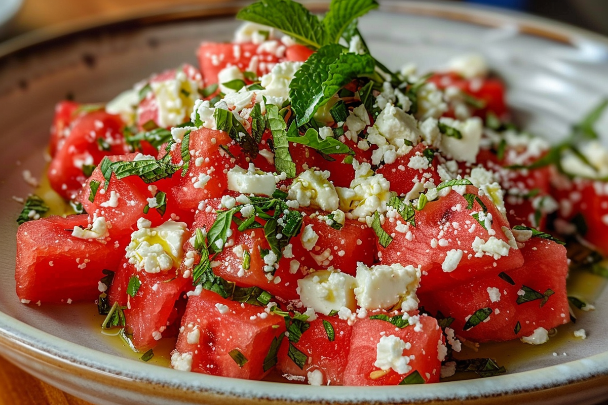 Watermelon Feta Mint Salad