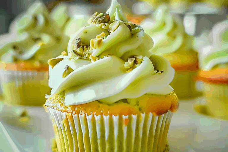 Pistachio Cupcakes with Vanilla Buttercream Frosting