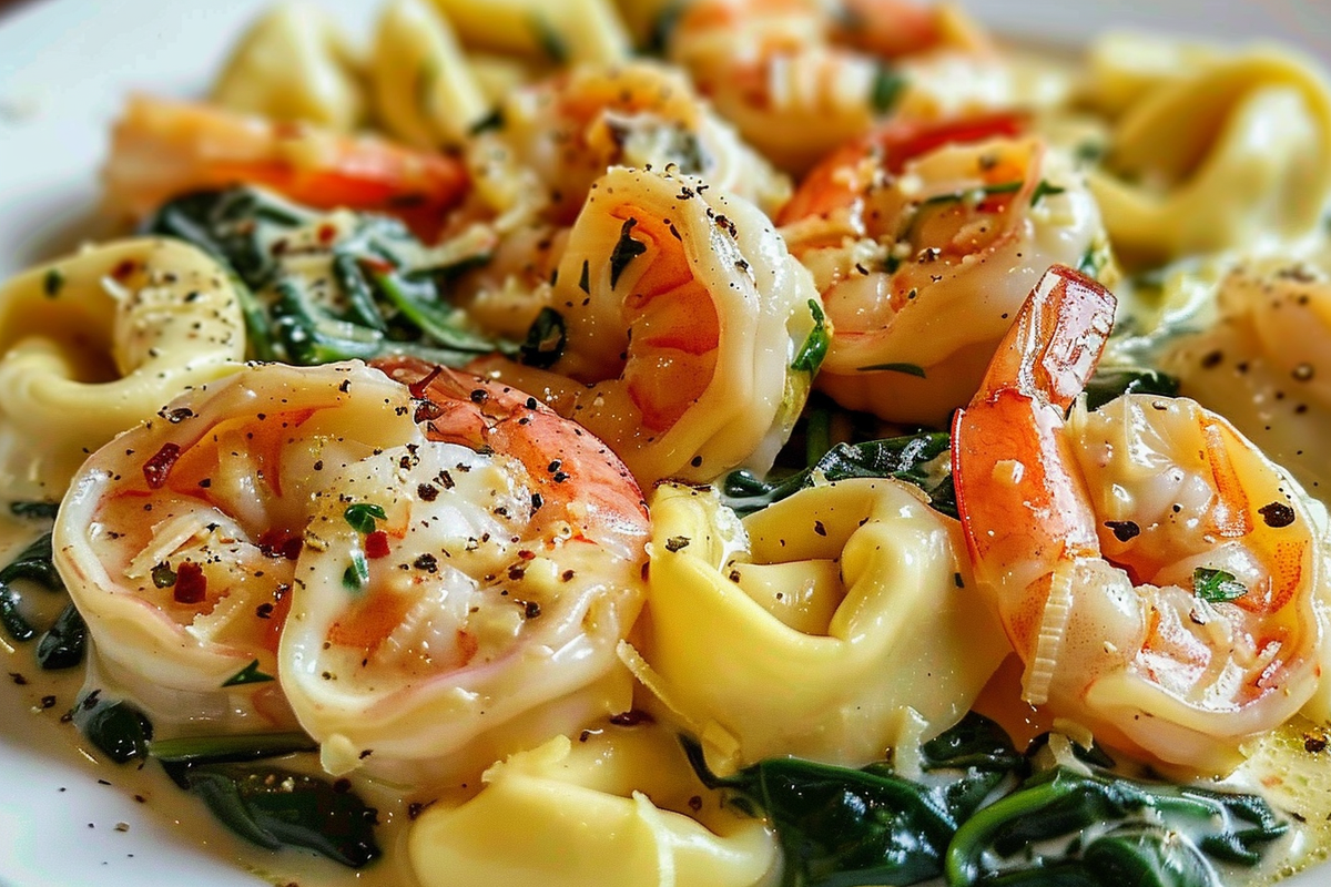 Lemon Garlic Butter Shrimp and Spinach Tortellini