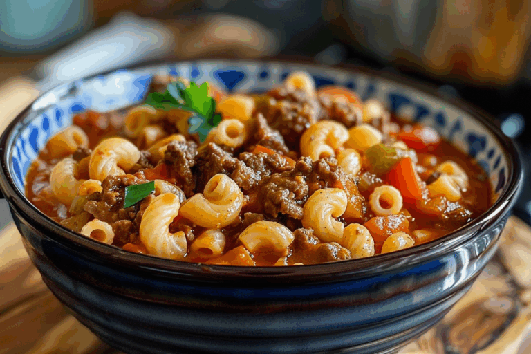 Cheesy Beef Tomato Macaroni Stew