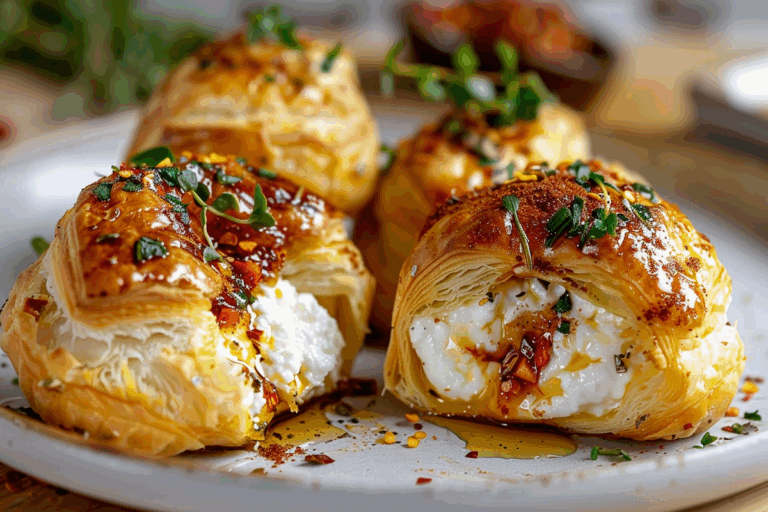 Chili Honey Burrata Puff Pastry Bombs