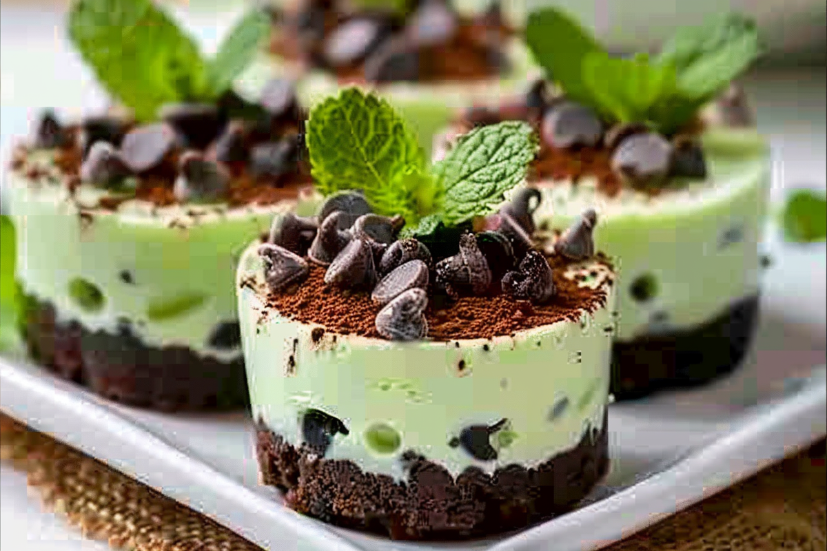 Mint Chocolate Chip Mini Cheesecakes