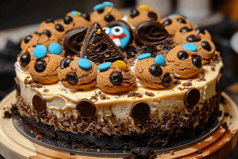 Delicious Cookie Monster cheesecake