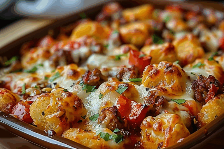 Meat Lovers Pizza Tot Casserole