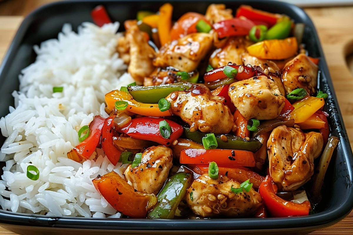 Colorful Teriyaki Chicken with Steamed Rice