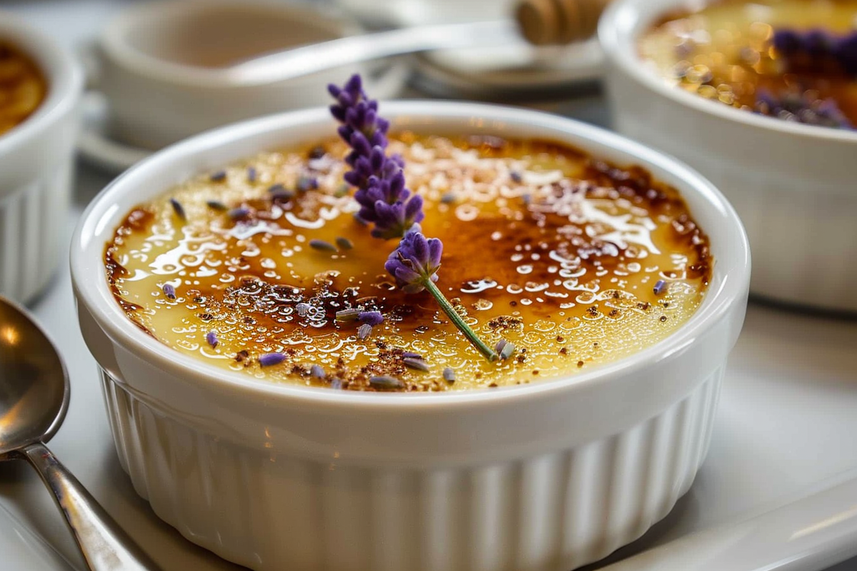Earl Grey Crème Brûlée with Honey-Lavender Sugar Glaze
