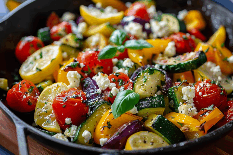 Lemon and Feta Summer Vegetable Skillet