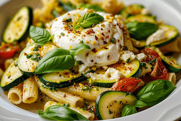 Roasted Zucchini and Burrata Pasta