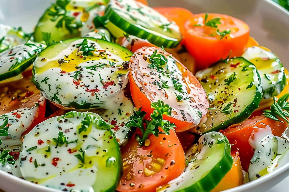 Creamy Cucumber & Tomato Salad