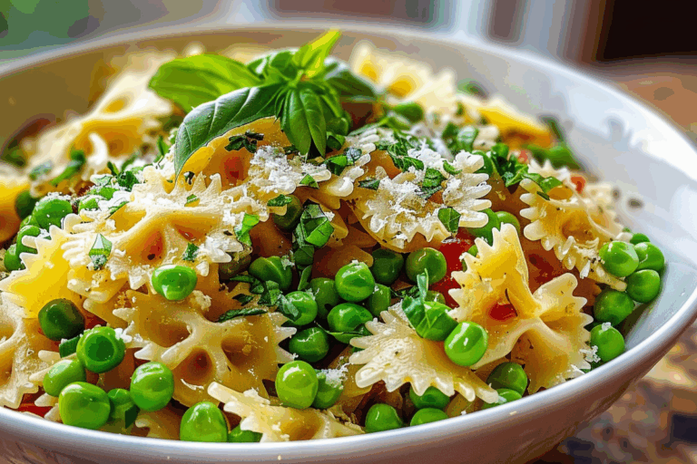 Lemon Basil Pasta Salad with Fresh Peas