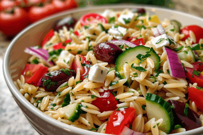 Greek Orzo Salad with Lemon Dressing