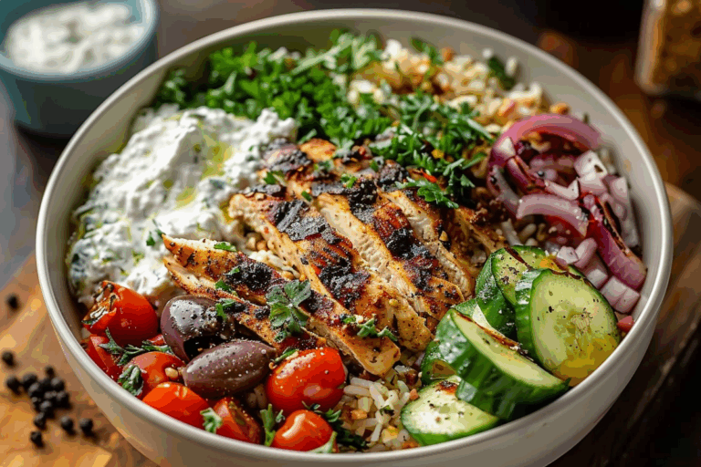 Grilled Greek Chicken Bowl with Tzatziki Dressing