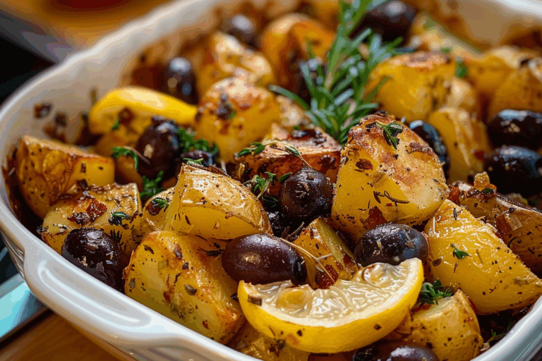 Greek Roast Potatoes with Lemon and Olives