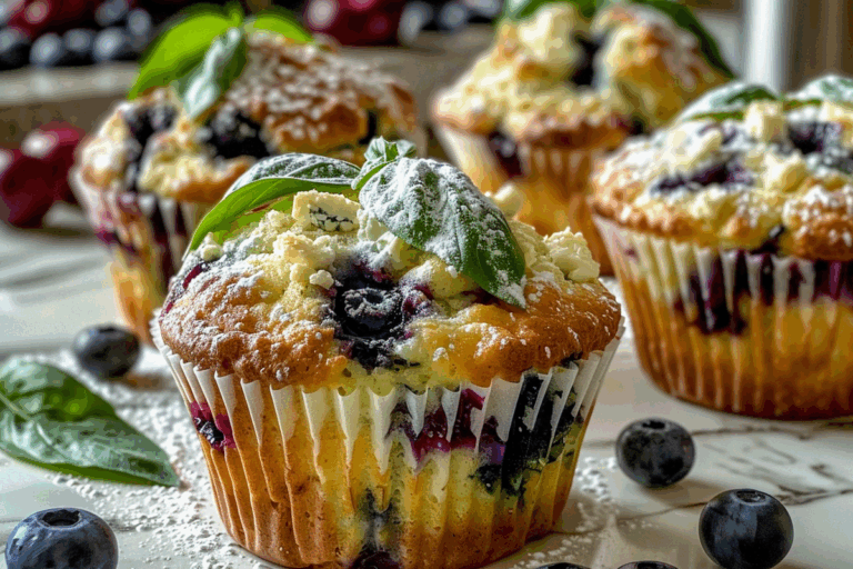 Blueberry Basil Ricotta Muffins