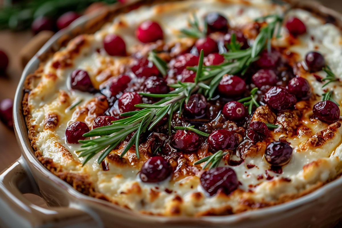 Creamy Baked Cranberry and Goat Cheese Dip with Rosemary