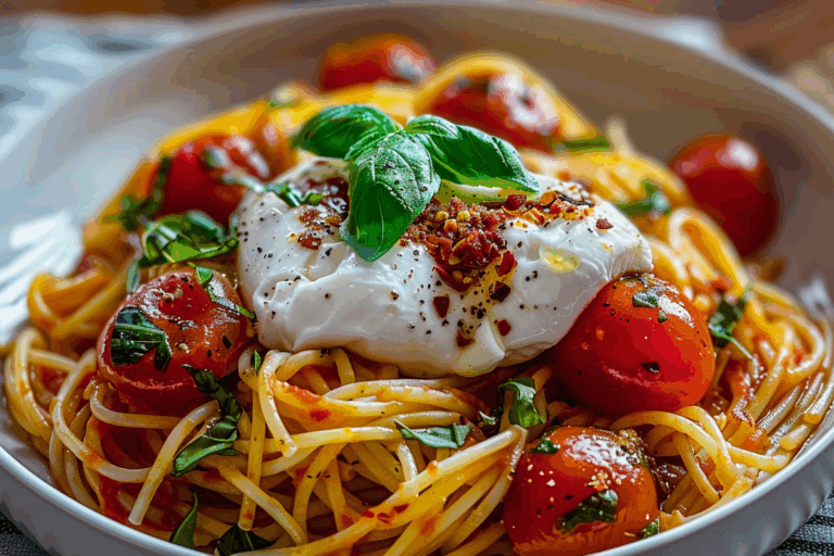 Roasted Tomato And Burrata Basil Pasta