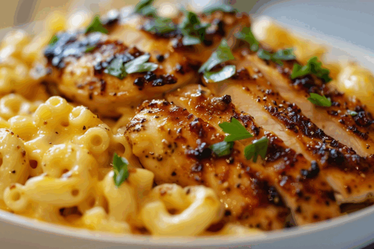 Honey Pepper Chicken with Mac & Cheese