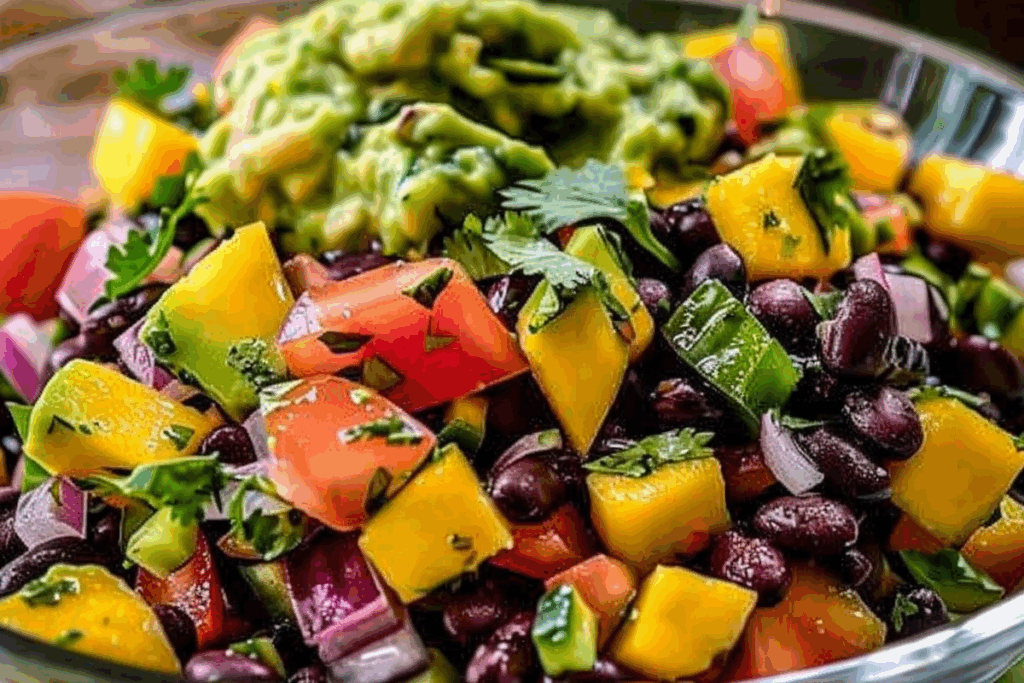Tropical Black Bean Salad with Mango and Guacamole