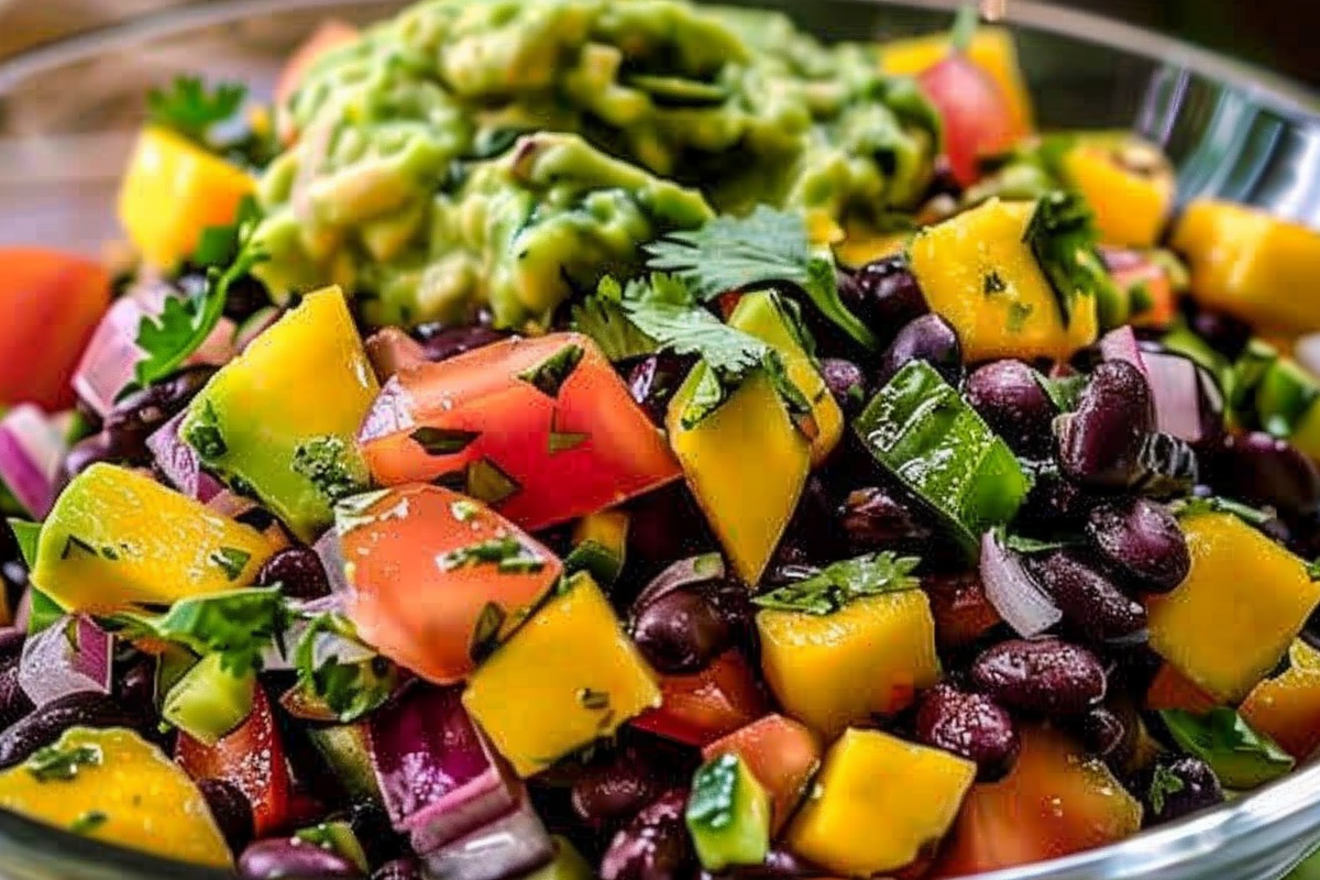 Tropical Black Bean Salad with Mango and Guacamole