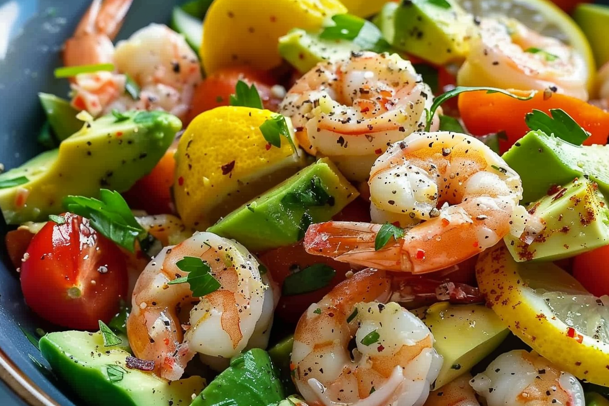 Fresh Lemony Shrimp Avocado Tomato Salad