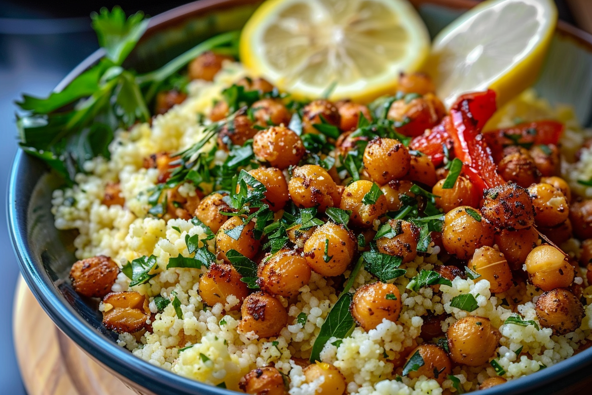 Lemon-Herb Couscous with Roasted Chickpeas