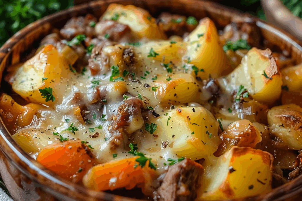 Slow Cooker Beef and Potato Bake